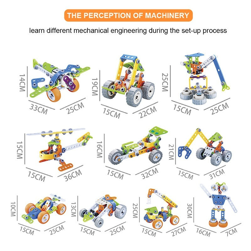 DIY Disassembly Soft Silicone Building Blocks Engineering Vehicle Robot Assembly Model Screw Tool Kit