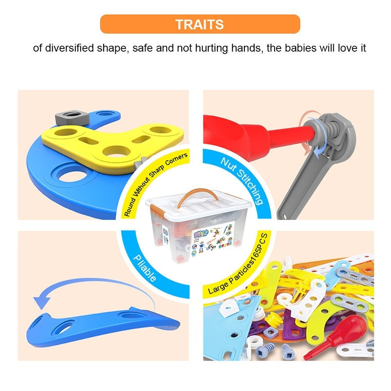 DIY Disassembly Soft Silicone Building Blocks Engineering Vehicle Robot Assembly Model Screw Tool Kit